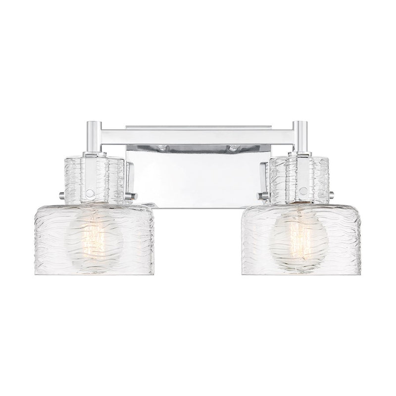 Savoy House Dover 2 Light Bath, Chrome/Clear Crinkle