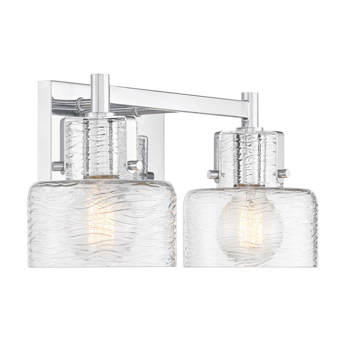 Savoy House Dover 2 Light Bath, Chrome/Clear Crinkle