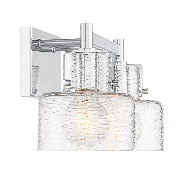 Savoy House Dover 2 Light Bath, Chrome/Clear Crinkle