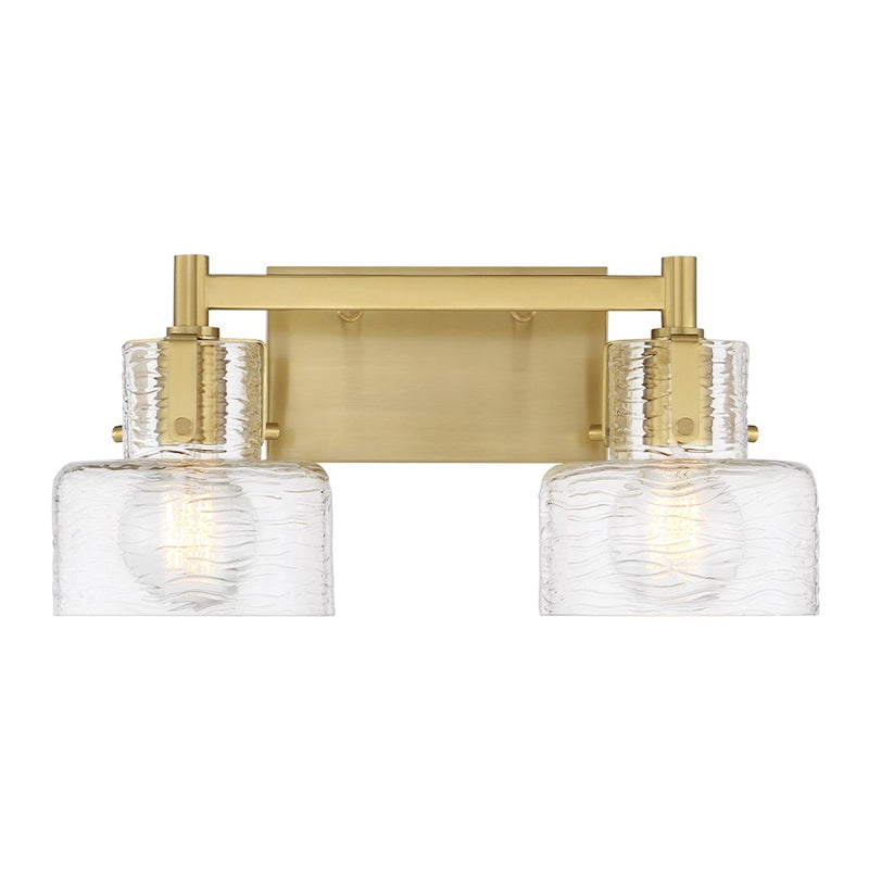 Savoy House Dover 2 Light Bath, Warm Brass/Clear Crinkle