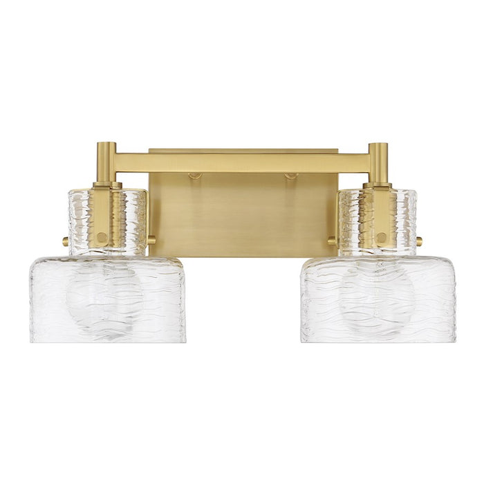 Savoy House Dover 2 Light Bath, Warm Brass/Clear Crinkle