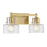 Savoy House Dover 2 Light Bath, Warm Brass/Clear Crinkle