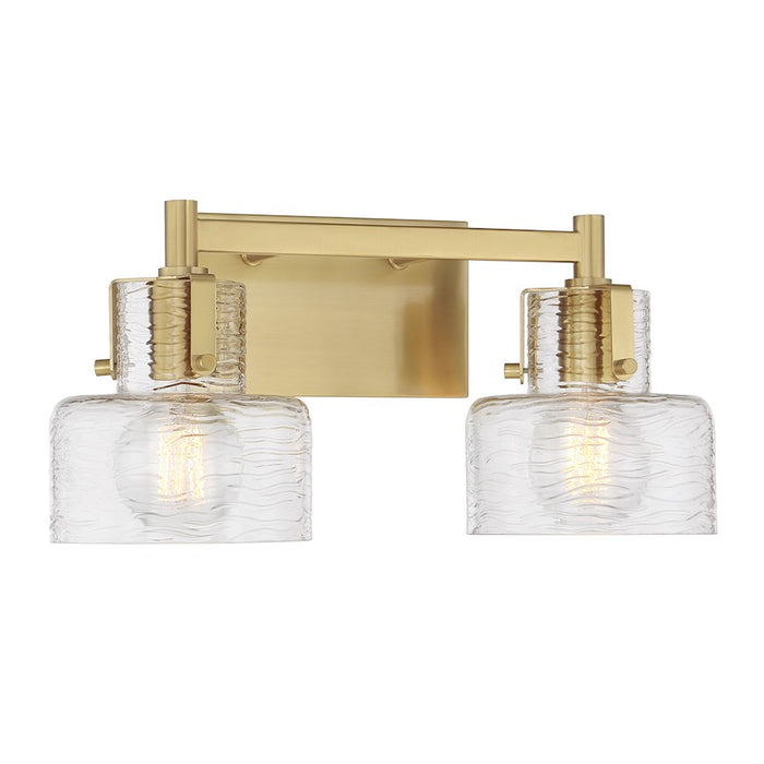 Savoy House Dover 2 Light Bath, Warm Brass/Clear Crinkle