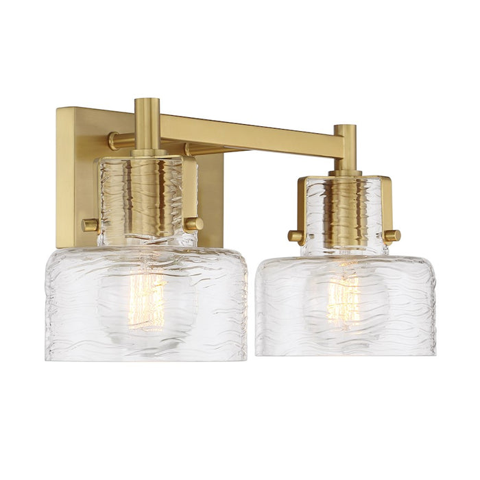 Savoy House Dover 2 Light Bath, Warm Brass/Clear Crinkle