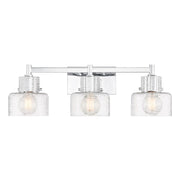 Savoy House Dover 3 Light Bath, Chrome/Clear Crinkle - 8-1030-3-11