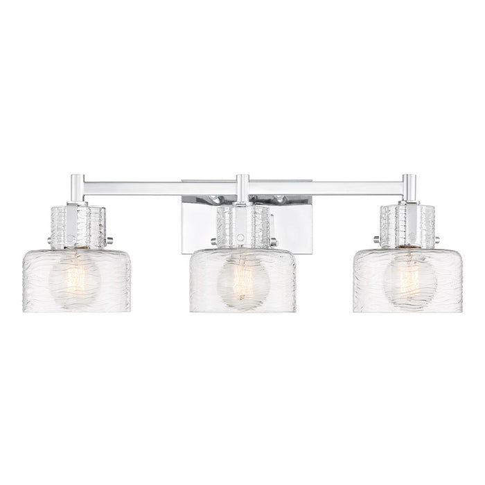 Savoy House Dover 3 Light Bath, Chrome/Clear Crinkle - 8-1030-3-11