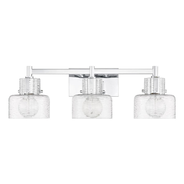 Savoy House Dover 3 Light Bath, Chrome/Clear Crinkle