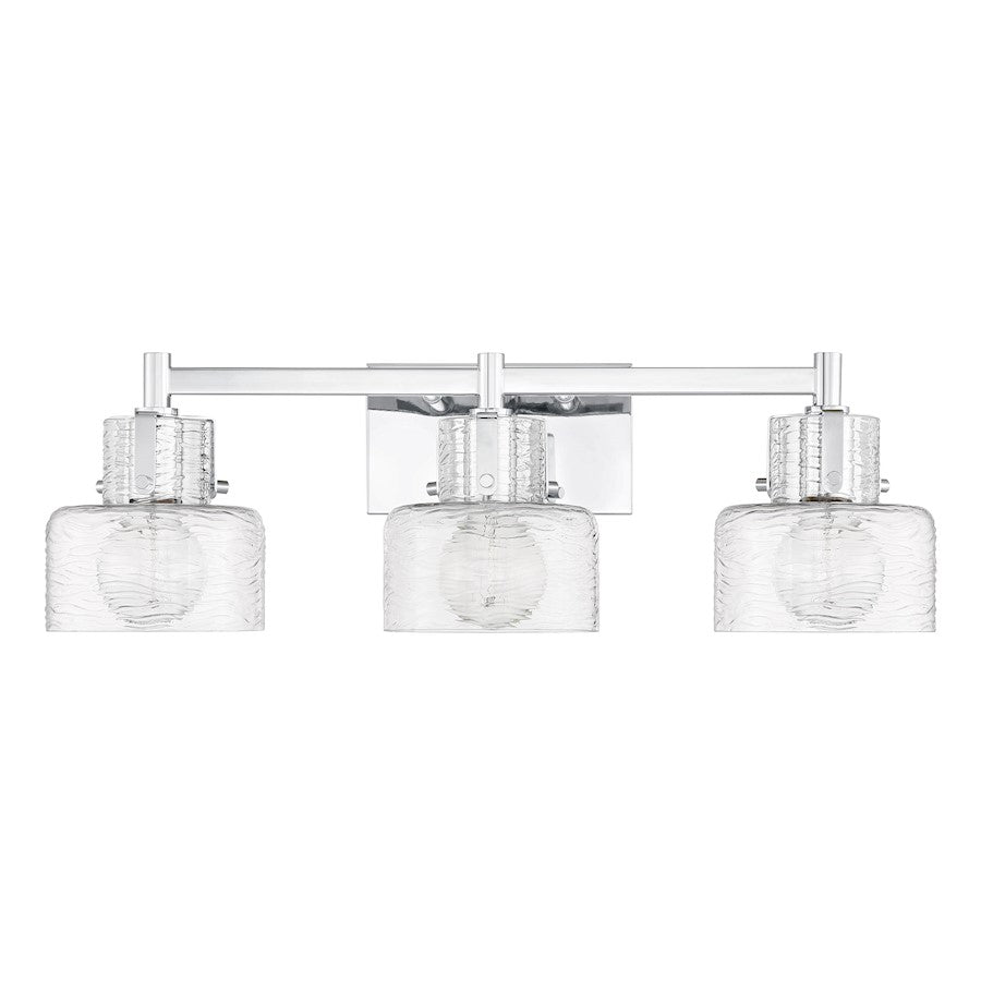 Savoy House Dover 3 Light Bath, Chrome/Clear Crinkle