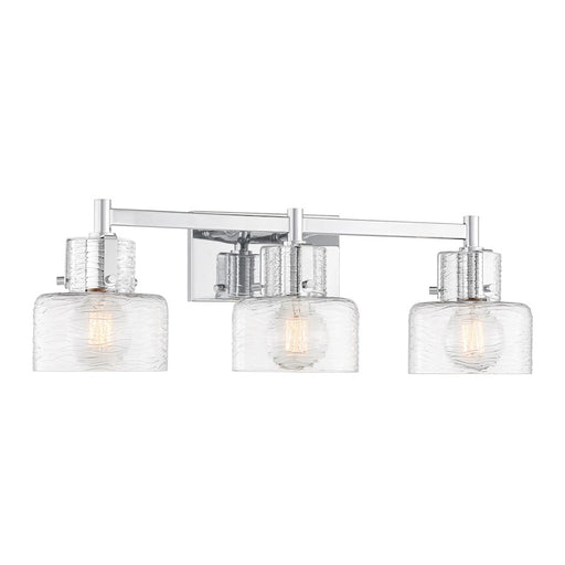 Savoy House Dover 3 Light Bath, Chrome/Clear Crinkle