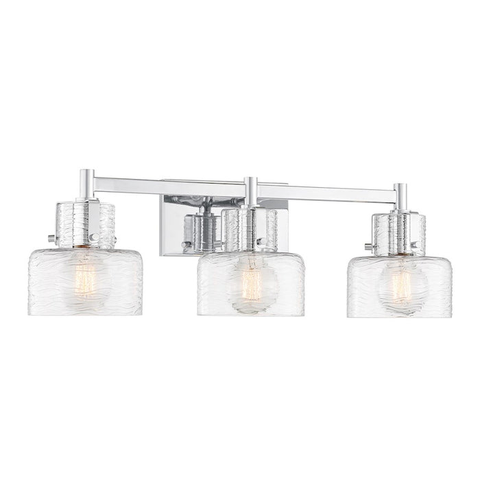 Savoy House Dover 3 Light Bath, Chrome/Clear Crinkle