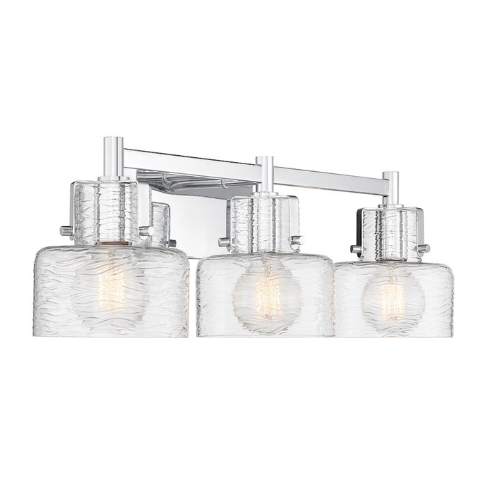 Savoy House Dover 3 Light Bath, Chrome/Clear Crinkle