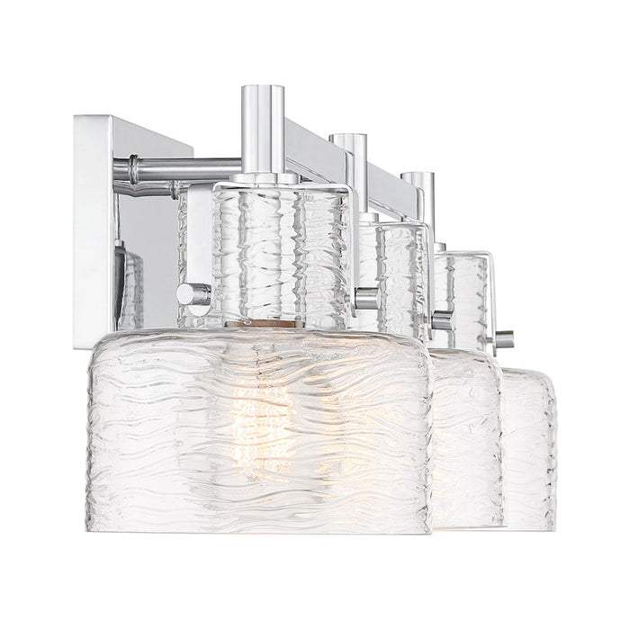 Savoy House Dover 3 Light Bath, Chrome/Clear Crinkle