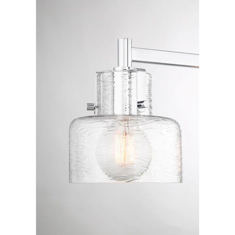 Savoy House Dover 3 Light Bath, Chrome/Clear Crinkle