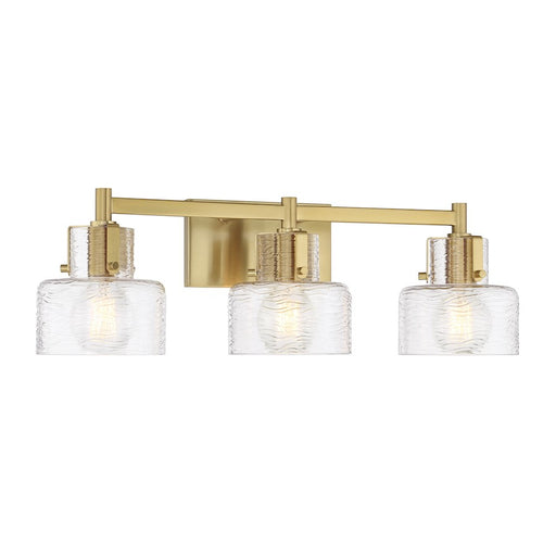 Savoy House Dover 3 Light Bath, Warm Brass/Clear Crinkle