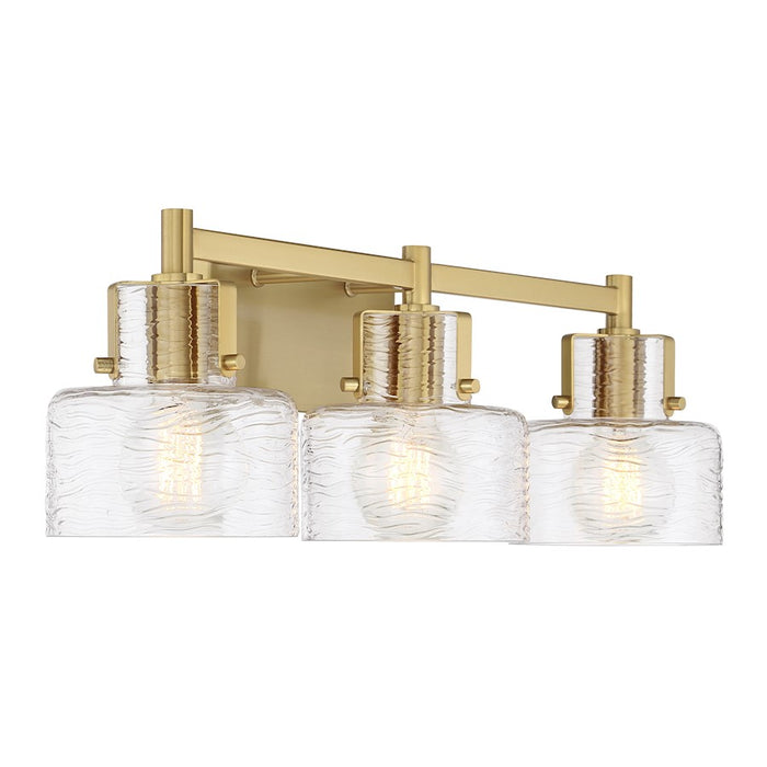 Savoy House Dover 3 Light Bath, Warm Brass/Clear Crinkle