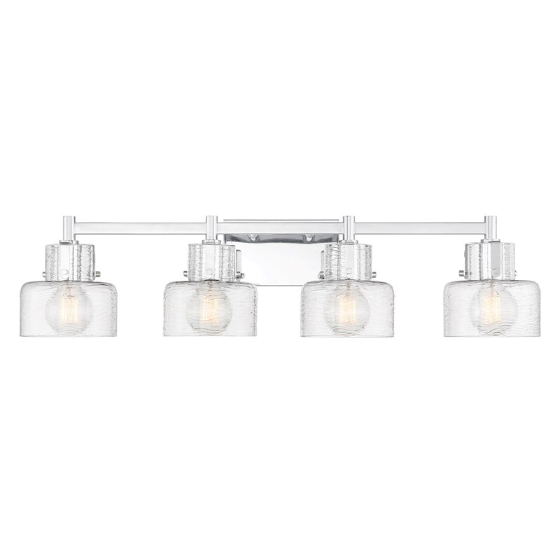 Savoy House Dover 4 Light Bath, Chrome/Clear Crinkle