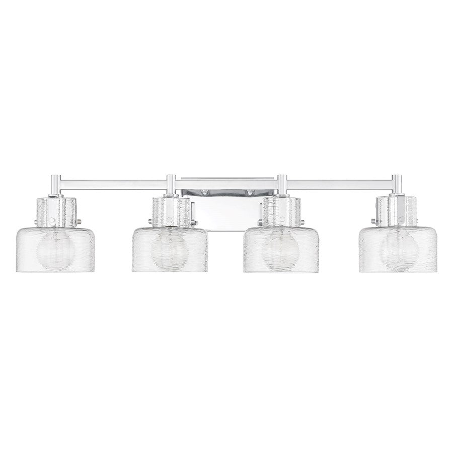 Savoy House Dover 4 Light Bath, Chrome/Clear Crinkle