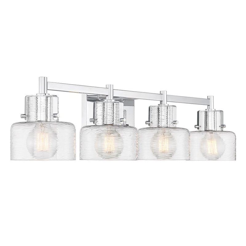 Savoy House Dover 4 Light Bath, Chrome/Clear Crinkle