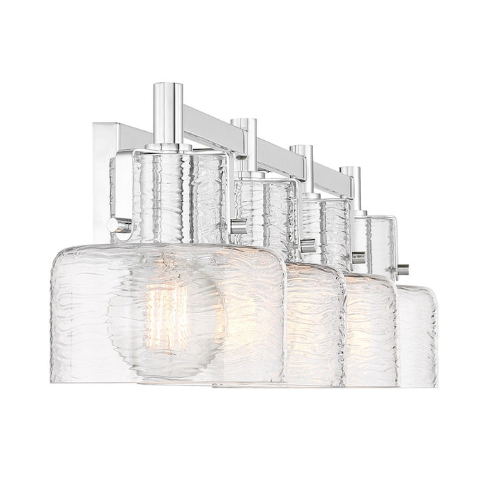 Savoy House Dover 4 Light Bath, Chrome/Clear Crinkle