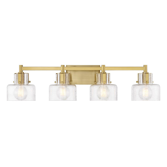 Savoy House Dover 4 Light Bath, Warm Brass/Clear Crinkle - 8-1030-4-322