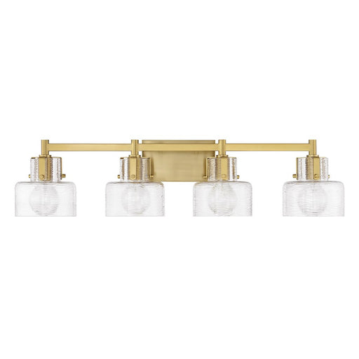Savoy House Dover 4 Light Bath, Warm Brass/Clear Crinkle