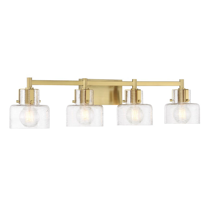 Savoy House Dover 4 Light Bath, Warm Brass/Clear Crinkle