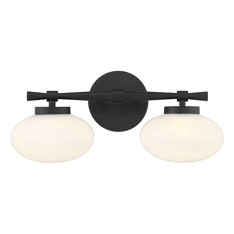 Savoy House Barrow 2 Light Bath, Matte Black/Strie