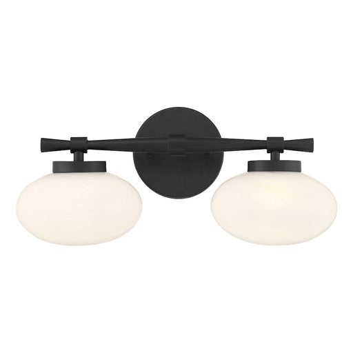 Savoy House Barrow 2 Light Bath, Matte Black/Strie - 8-1050-2-BK