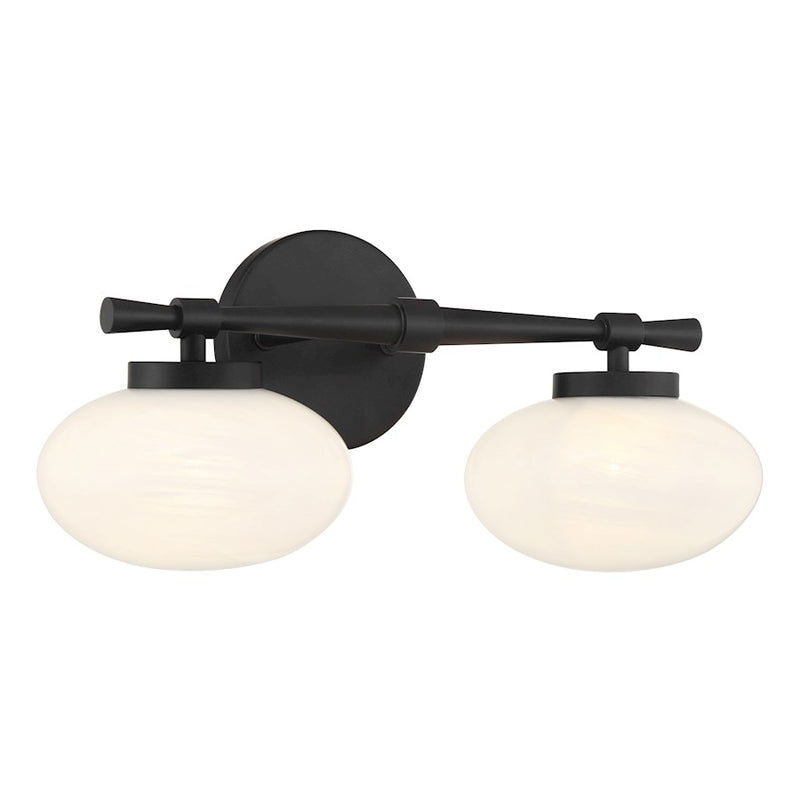 Savoy House Barrow 2 Light Bath, Matte Black/Strie