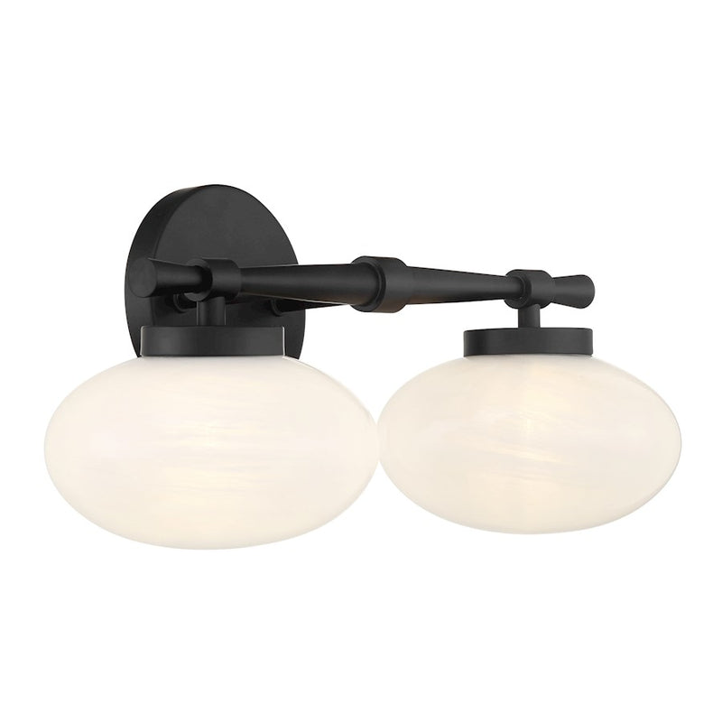 Savoy House Barrow 2 Light Bath, Matte Black/Strie