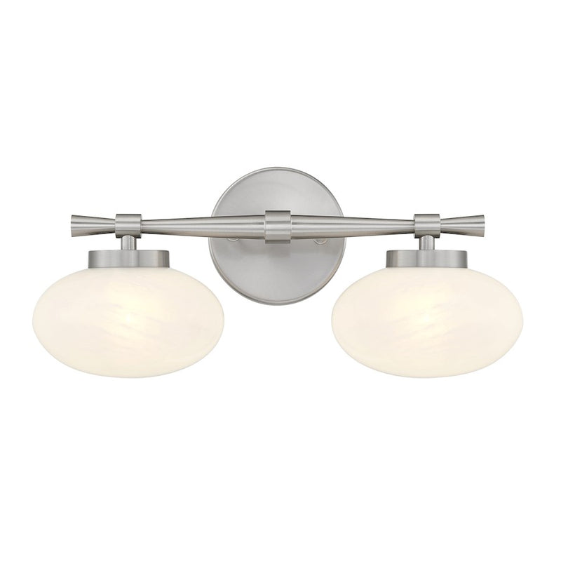 Savoy House Barrow 2 Light Bath, Satin Nickel/Strie