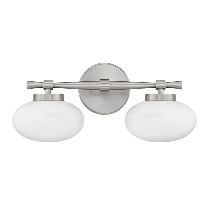 Savoy House Barrow 2 Light Bath, Satin Nickel/Strie