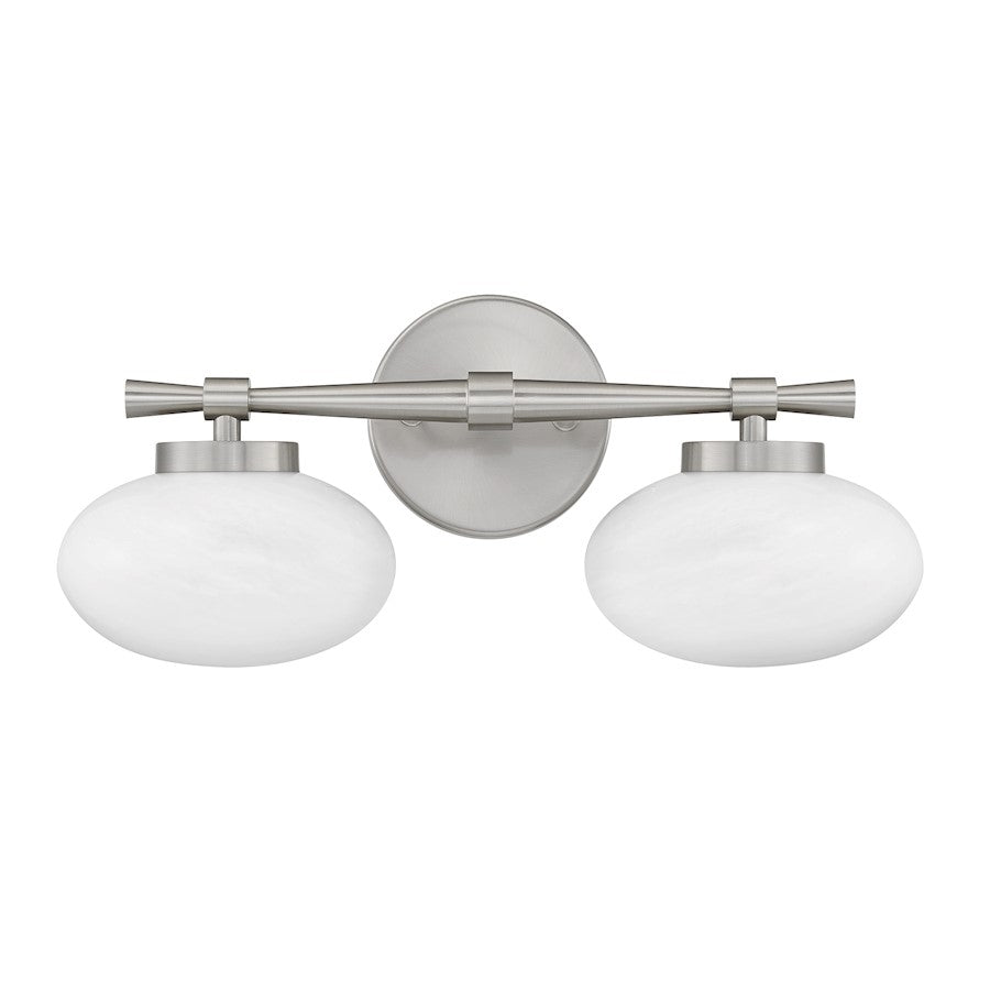 Savoy House Barrow 2 Light Bath, Satin Nickel/Strie