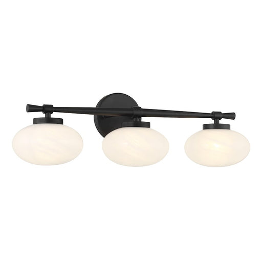 Savoy House Barrow 3 Light Bath, Matte Black/Strie