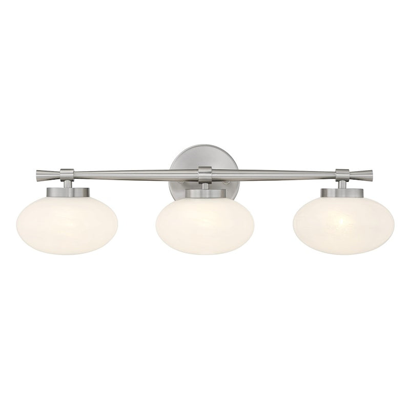 Savoy House Barrow 3 Light Bath, Satin Nickel/Strie