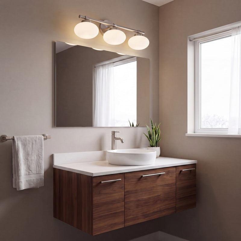 Savoy House Barrow 3 Light Bath, Satin Nickel/Strie
