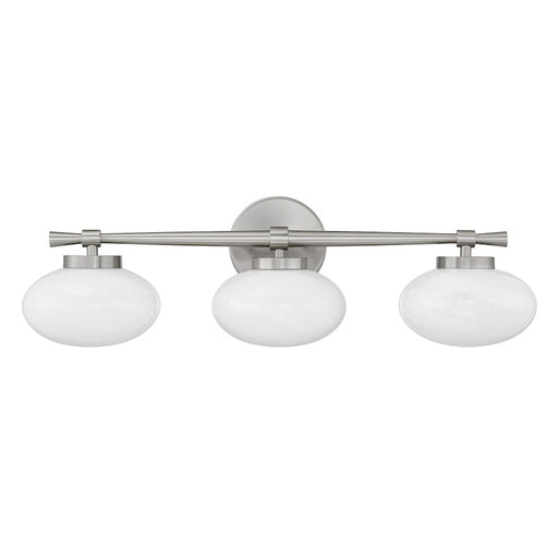 Savoy House Barrow 3 Light Bath, Satin Nickel/Strie