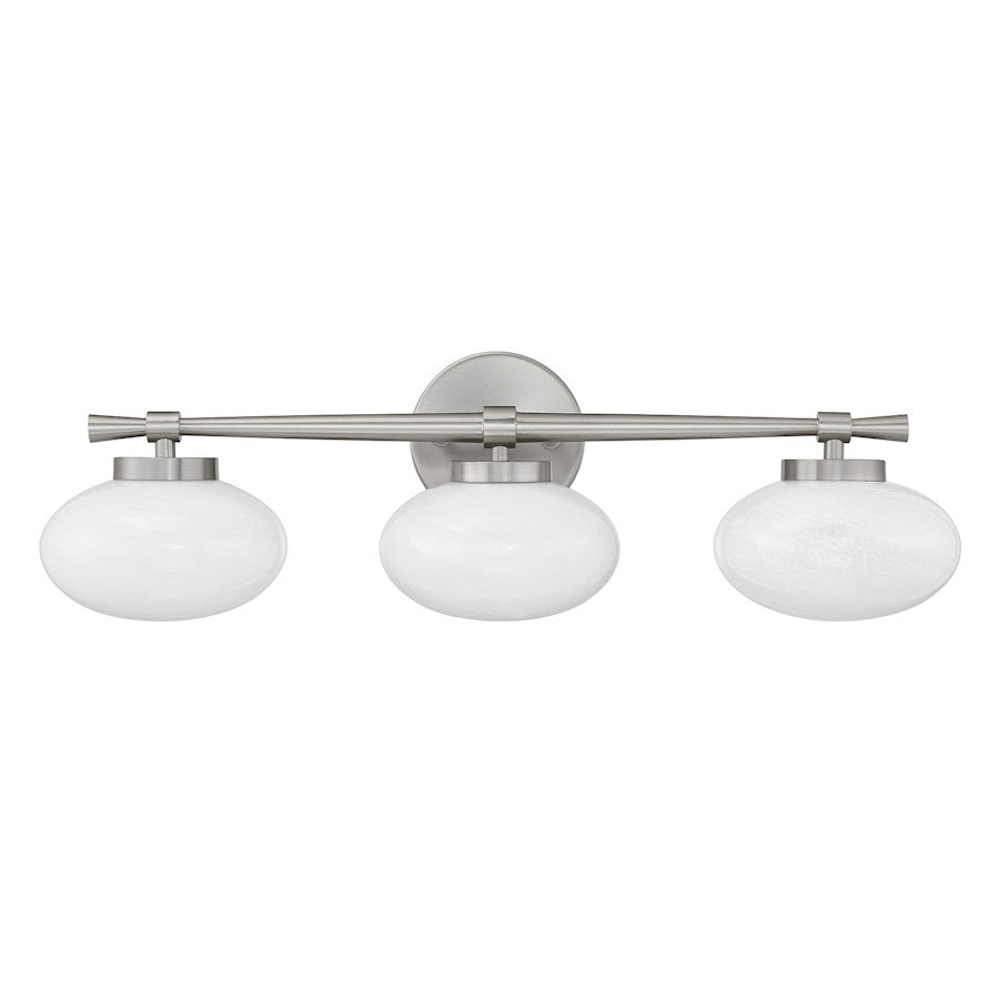 Savoy House Barrow 3 Light Bath, Satin Nickel/Strie