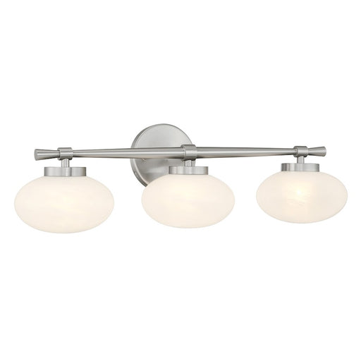 Savoy House Barrow 3 Light Bath, Satin Nickel/Strie