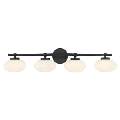 Savoy House Barrow 4 Light Bath, Matte Black/Strie - 8-1050-4-BK