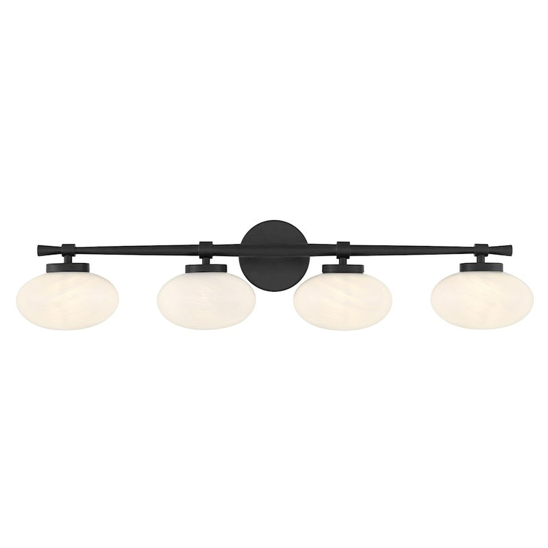 Savoy House Barrow 4 Light Bath, Matte Black/Strie