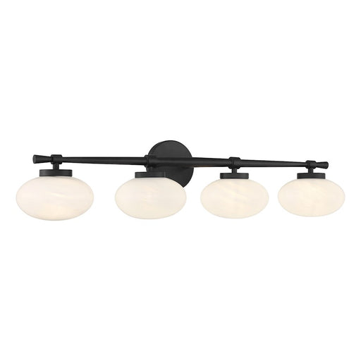 Savoy House Barrow 4 Light Bath, Matte Black/Strie