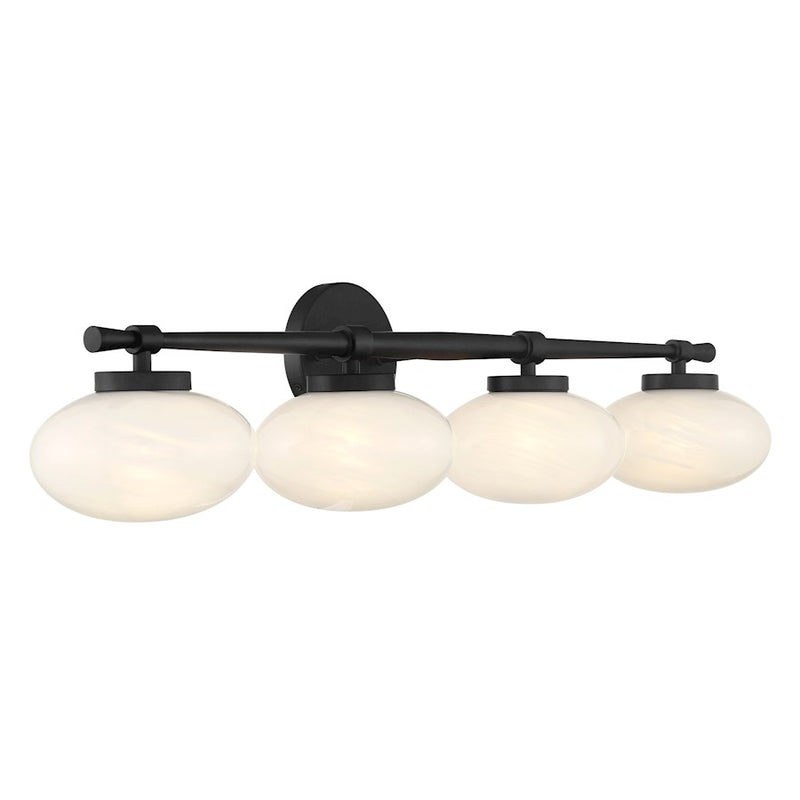 Savoy House Barrow 4 Light Bath, Matte Black/Strie