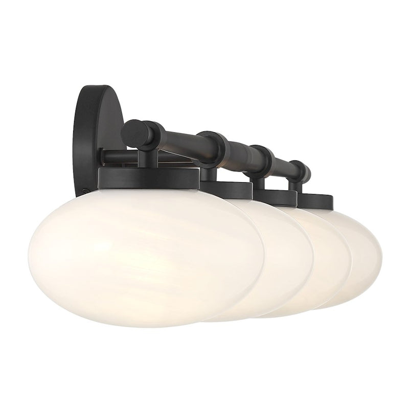 Savoy House Barrow 4 Light Bath, Matte Black/Strie