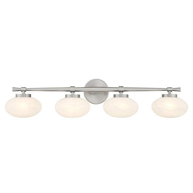 Savoy House Barrow 4 Light Bath, Satin Nickel/Strie