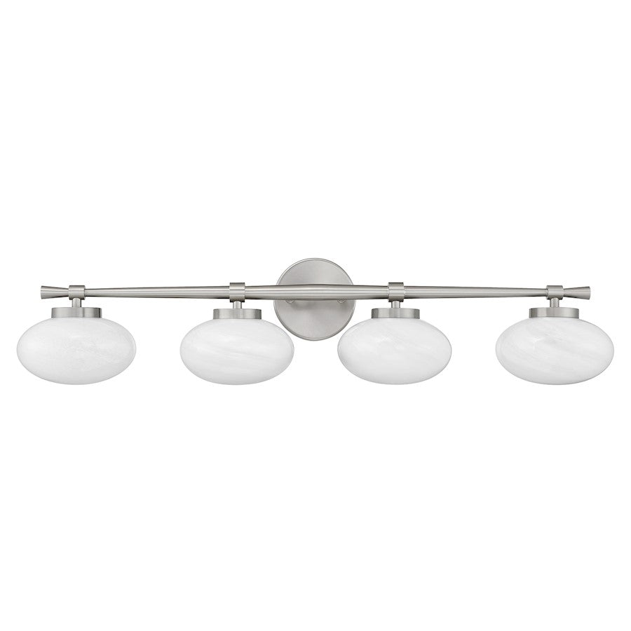 Savoy House Barrow 4 Light Bath, Satin Nickel/Strie