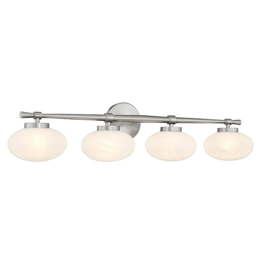 Savoy House Barrow 4 Light Bath, Satin Nickel/Strie