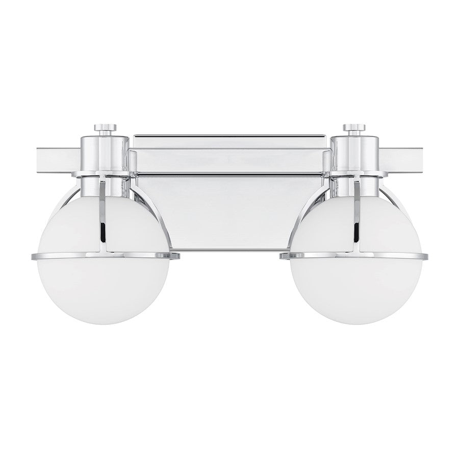 Savoy House Pierce 2 Light Bath, Chrome/Opal
