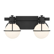 Savoy House Pierce 2 Light Bath, Matte Black/Opal - 8-1060-2-BK