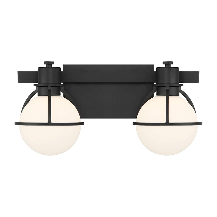 Savoy House Pierce 2 Light Bath, Matte Black/Opal - 8-1060-2-BK